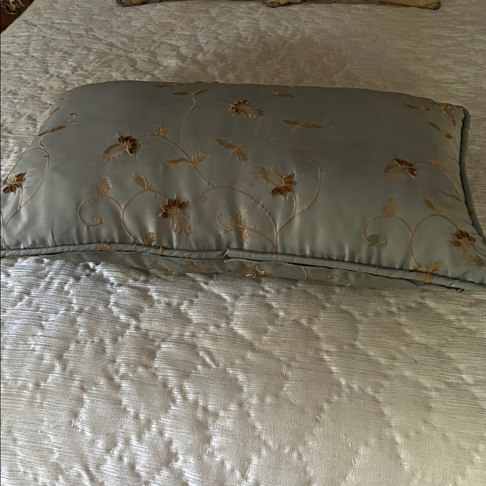 Elegant Sage and Gold Custom Embroidered Pillow Cover